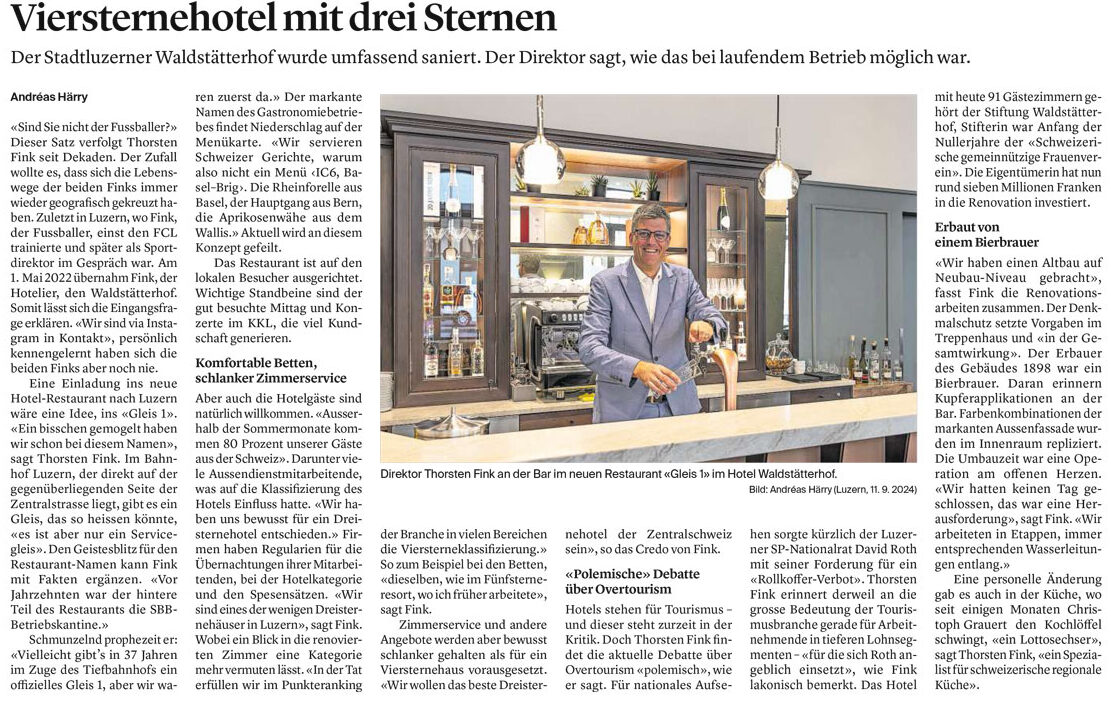 Bericht aus der Luzerner Zeitung, vom 18.9.2024